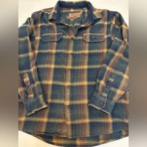 Orvis Flannel Plaid Shirt Jacket Heavy Weight Cotton size L